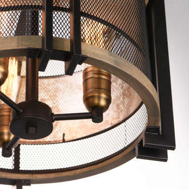 Maxim Lighting Boundry 3-Light Flush Mount Black/Barn Wood/Antique Brass