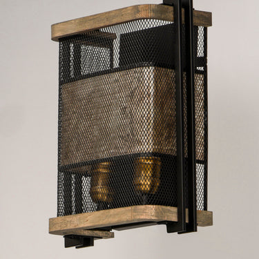 Maxim Lighting Boundry 2-Light Wall Sconce Black/Barn Wood/Antique Brass