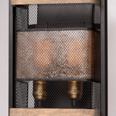 Maxim Lighting Boundry 2-Light Wall Sconce Black/Barn Wood/Antique Brass