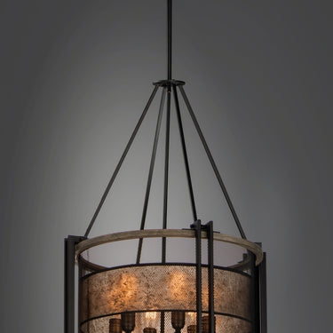 Maxim Lighting Boundry 6-Light Chandelier Black/Barn Wood/Antique Brass