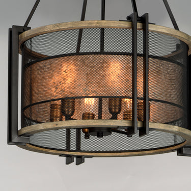 Maxim Lighting Boundry 6-Light Chandelier Black/Barn Wood/Antique Brass
