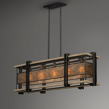 Maxim Lighting Boundry 5-Light Linear Pendant Black/Barn Wood/Antique Brass