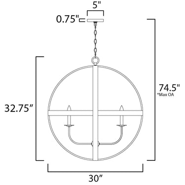 Maxim Lighting Compass 6-Light Pendant Antique Pecan/Black
