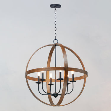 Maxim Lighting Compass 6-Light Pendant Antique Pecan/Black