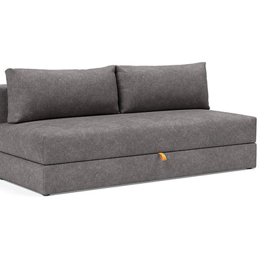 Modern Osvald queen sleeper sofa bed in Avella Warm Grey 282 upholstery with integrated bedding storage