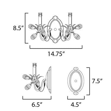 Maxim Lighting Elegante 2-Light Wall Sconce Oil Rubbed Bronze
