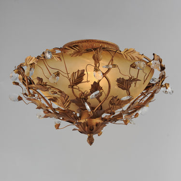 Maxim Lighting Elegante 3-Light Semi-Flush Mount Etruscan Gold