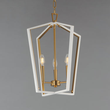 Maxim Lighting Melrose 3-Light Pendant White/Natural Aged Brass