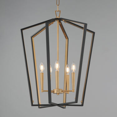 Maxim Lighting Melrose 5-Light Pendant Black/Natural Aged Brass