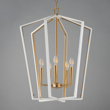 Maxim Lighting Melrose 5-Light Pendant White/Natural Aged Brass