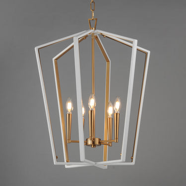 Maxim Lighting Melrose 5-Light Pendant White/Natural Aged Brass