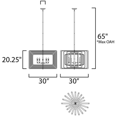 Maxim Lighting Radial 5-Light Pendant Polished Nickel/Black