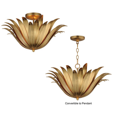 Maxim Lighting Firenze 3-Light Semi-Flush/Pendant Convertible Gold Leaf
