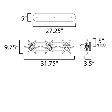 Maxim Lighting Paloma 3-Light Sconce Anthracite