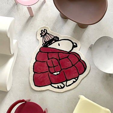 Red & Pink Peanuts Snoopy Puffer Jacket Rug by Maison Deux, photo 3