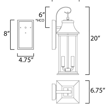 Maxim Lighting Vicksburg 2-Light Medium Outdoor Wall Sconce Black