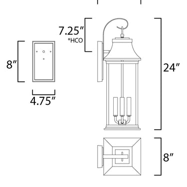 Maxim Lighting Vicksburg 3-Light Large Outdoor Wall Sconce Black