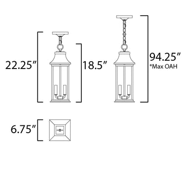 Maxim Lighting Vicksburg 2-Light Outdoor Hanging Lantern Black