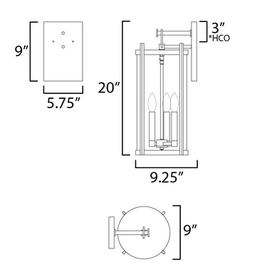 Maxim Lighting Belfry 3-Light Wall Sconce Black