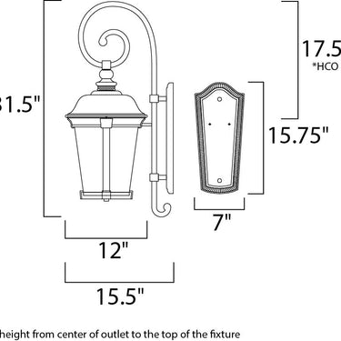 Maxim Lighting Dover Cast 3-Light Outdoor Wall Lantern Bronze