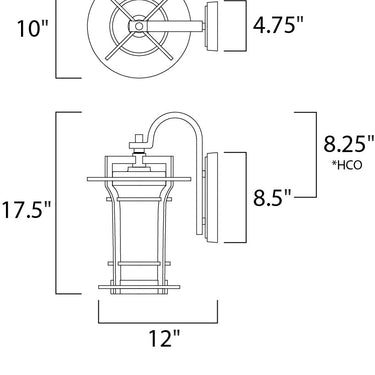 Maxim Lighting Oakville Outdoor Wall Lantern Black Oxide