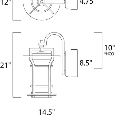 Maxim Lighting Oakville Outdoor Wall Lantern Black Oxide