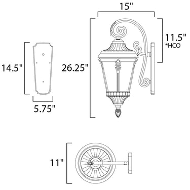 Maxim Lighting Sentry 3-Light Outdoor Wall Sconce Black