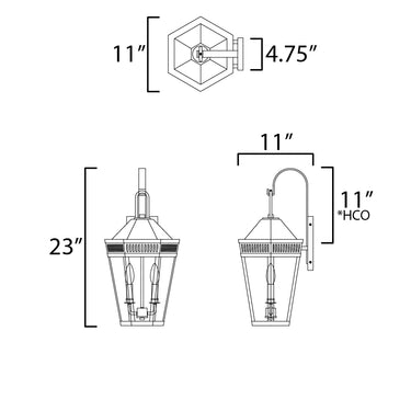 Maxim Lighting Oxford Outdoor 2-Light Wall Sconce Black