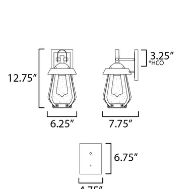 Maxim Lighting Mariner Small Outdoor Sconce Black/Antique Brass