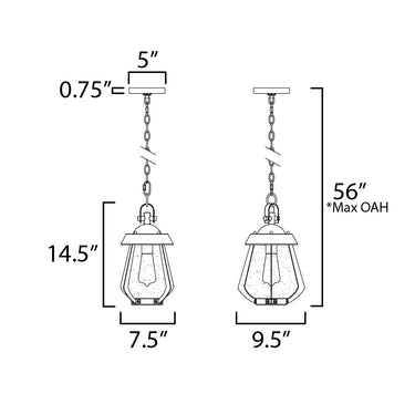 Maxim Lighting Mariner Medium Outdoor Pendant Black/Antique Brass