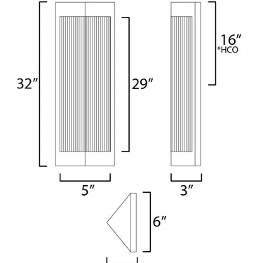 Maxim Lighting Triform 32" 2-Light Outdoor Wall Sconce Black/Antique Brass