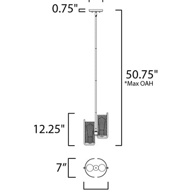 Maxim Lighting Caspian 2-Light Pendant Oil Rubbed Bronze/Antique Brass