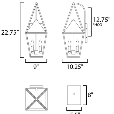 Maxim Lighting Bavaria Large 2-Light Outdoor Wall Sconce Black