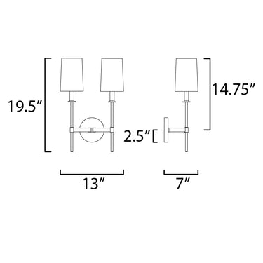 Maxim Lighting Uptown 2-Light Wall Sconce Satin Brass/Polished Nickel
