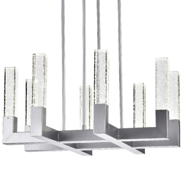 Finesse Decor 8 Light Square Crystal Dianyi LED Chandelier Silver