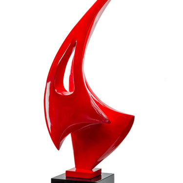 Finesse Decor Sail Floor Sculpture Red with Black Stand