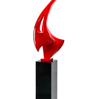 Finesse Decor Sail Floor Sculpture Red with Black Stand