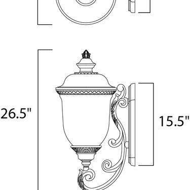 Maxim Lighting Carriage House DC 3-Light Outdoor Wall Lantern Oriental Bronze