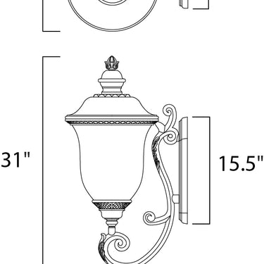 Maxim Lighting Carriage House DC 3-Light Outdoor Wall Lantern Oriental Bronze