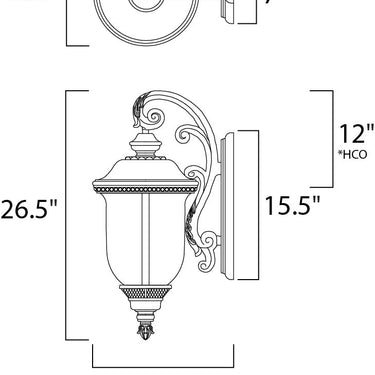 Maxim Lighting Carriage House DC 3-Light Outdoor Wall Lantern Oriental Bronze