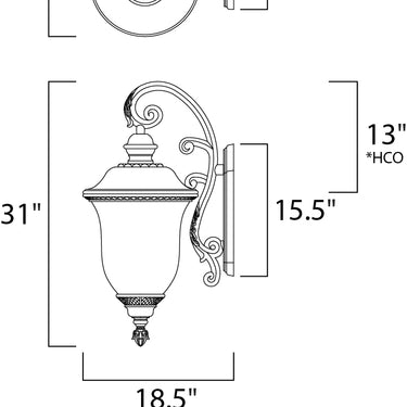 Maxim Lighting Carriage House DC 3-Light Outdoor Wall Lantern Oriental Bronze