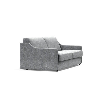 Modern queen-size Carnell Sleeper Sofa in slate grey fabric with slope arms and pull-out bed mechanism