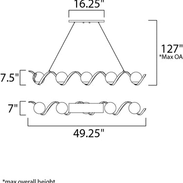 Maxim Lighting Curlicue 5-Light Pendant Black/Polished Nickel
