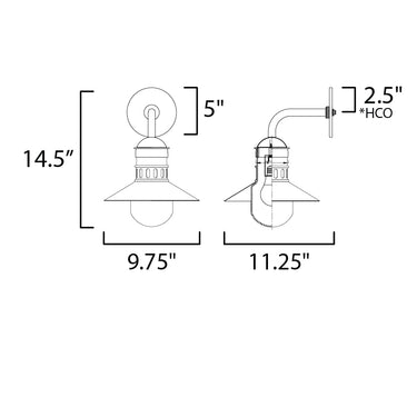 Maxim Lighting Admiralty Outdoor Wall Sconce Black/Antique Brass