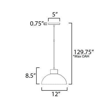 Maxim Lighting Rockport 12" Pendant White/Natural Aged Brass
