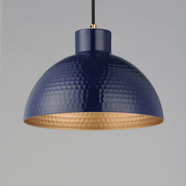 Maxim Lighting Rockport 12" Pendant Glossy Navy/Natural Aged Brass