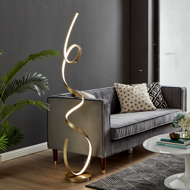 Finesse Decor Amsterdam LED Dimmable 63" Floor Lamp Sandy Gold