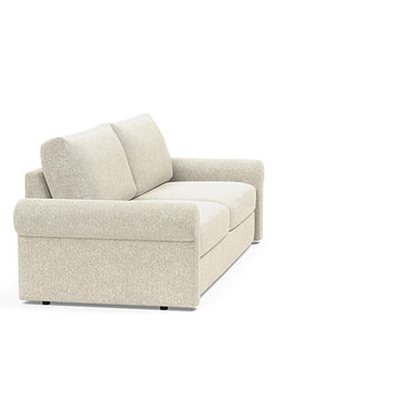 Innovation Living Vilander full-size sleeper sofa in 357 Taura Off White fabric with roll arms and modern convertible design