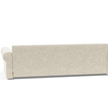 Innovation Living Vilander convertible sofa in 357 Taura Off White fabric showcasing roll arm design and full-size bed function