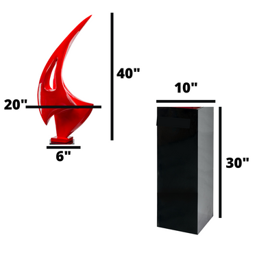 Finesse Decor Sail Floor Sculpture Red with Black Stand